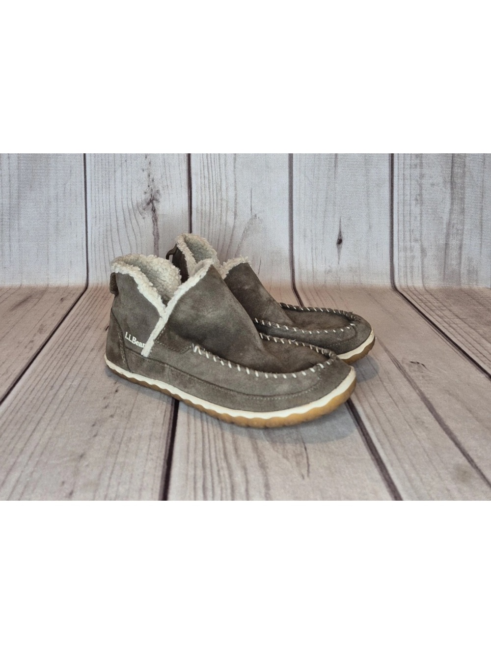 L.L. Bean Womens Size 8M Moc Slippers Dark Brown Hard Rubber Sole